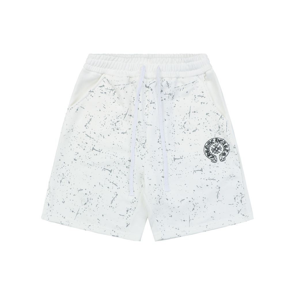 chrome-hearts-ink-splash-sanskrit-cross-flower-shorts