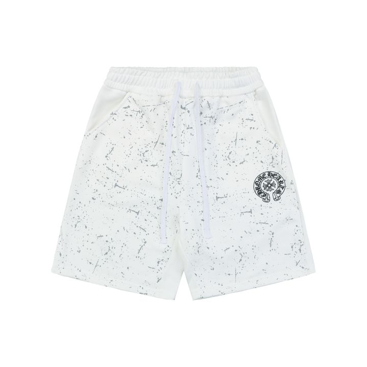 chrome-hearts-ink-splash-sanskrit-cross-flower-shorts