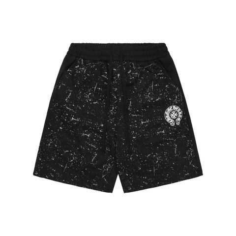 chrome-hearts-ink-splash-sanskrit-cross-flower-shorts