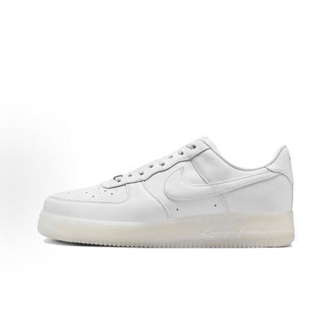 Nike Air Force 1 Low x Drake NOCTA "Certified Lover Boy" sneaker in pristine white premium leather with subtle Cobalt Tint accents and custom NOCTA heel branding, SKU CZ8065-101.