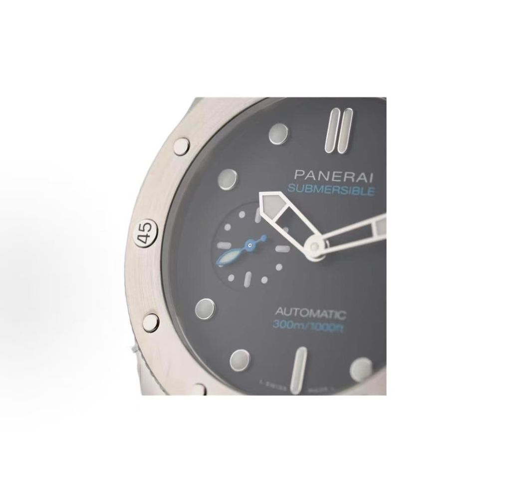 Panerai Submersible QuarantaQuattro luxury dive watch featuring a 44mm brushed steel case, black dial with luminescent hour markers, and a durable black rubber strap, reference PAM01229.