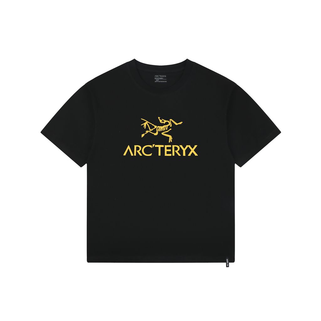 arcteryx-chest-skeleton-letter-print-black-gold-t-shirt