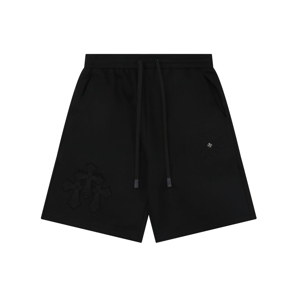 chrome-hearts-dark-pattern-cross-patch-embroidered-shorts