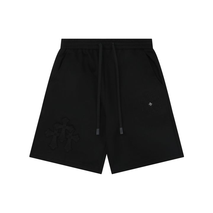 chrome-hearts-dark-pattern-cross-patch-embroidered-shorts