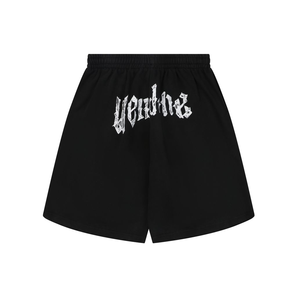 we11done-distressed-gothic-letter-print-shorts