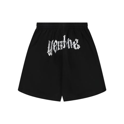 we11done-distressed-gothic-letter-print-shorts