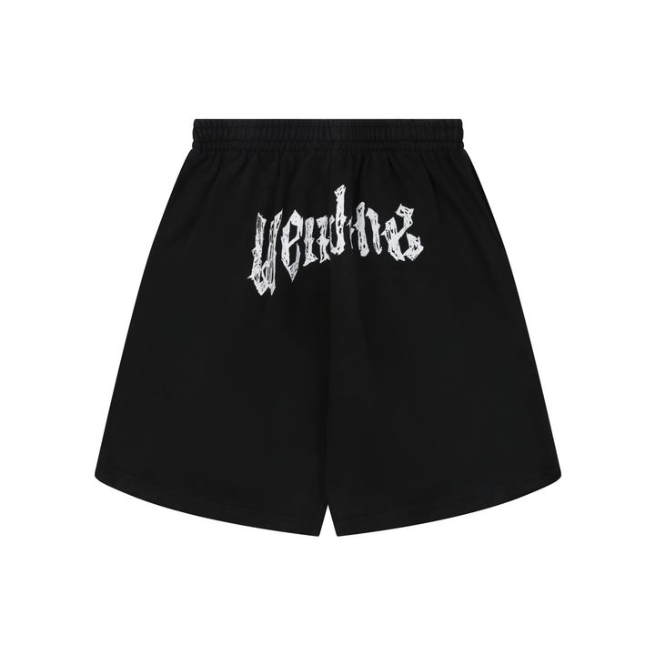 we11done-distressed-gothic-letter-print-shorts