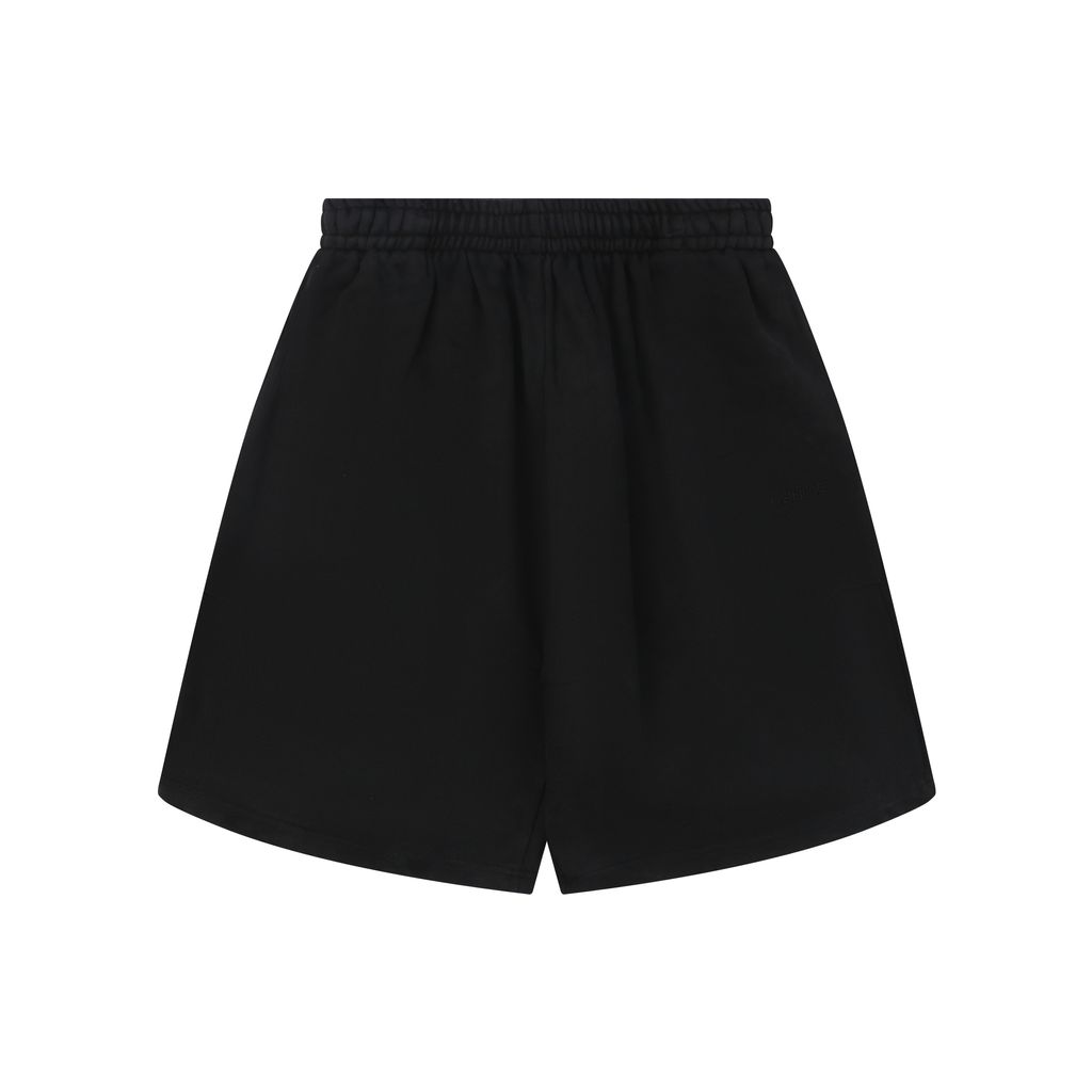 we11done-distressed-gothic-letter-print-shorts