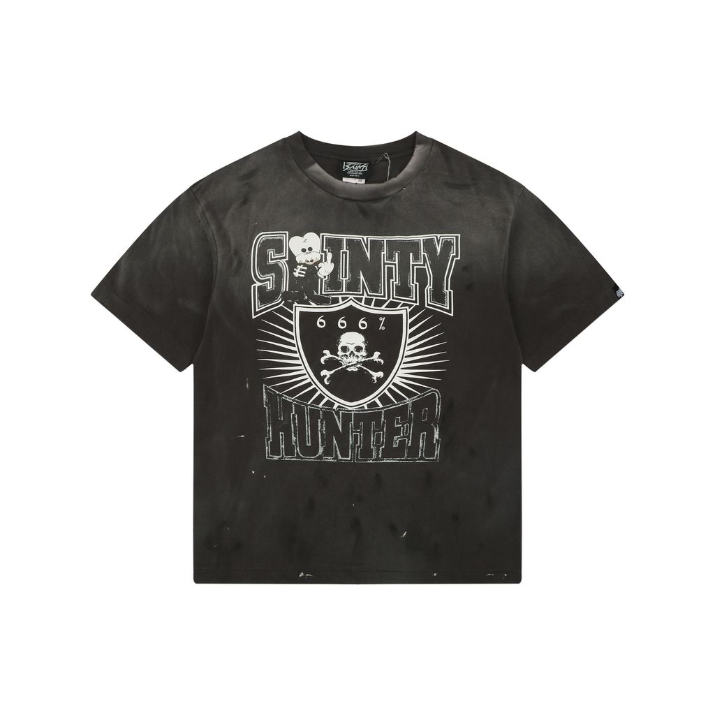 saint-michael-middle-finger-skull-print-t-shirt