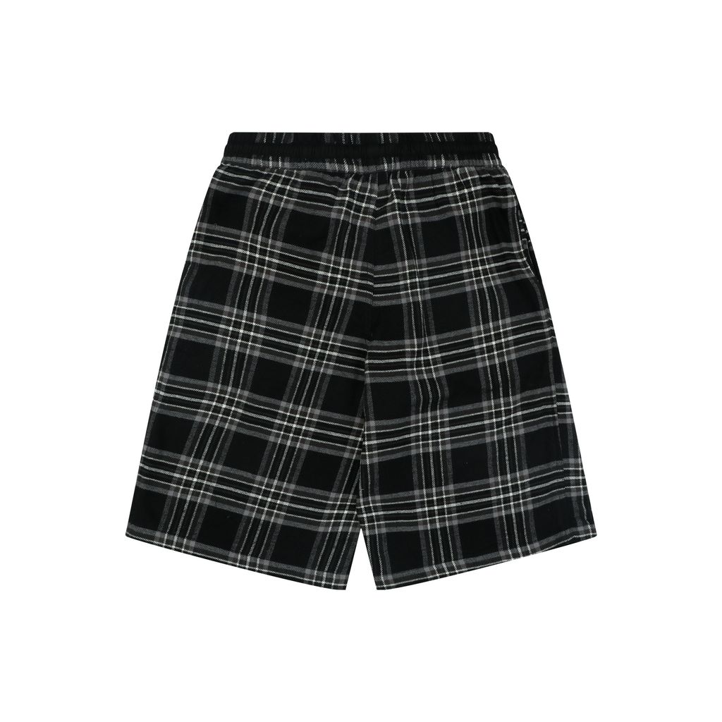 chrome-hearts-plaid-cross-leather-patch-cropped-shorts