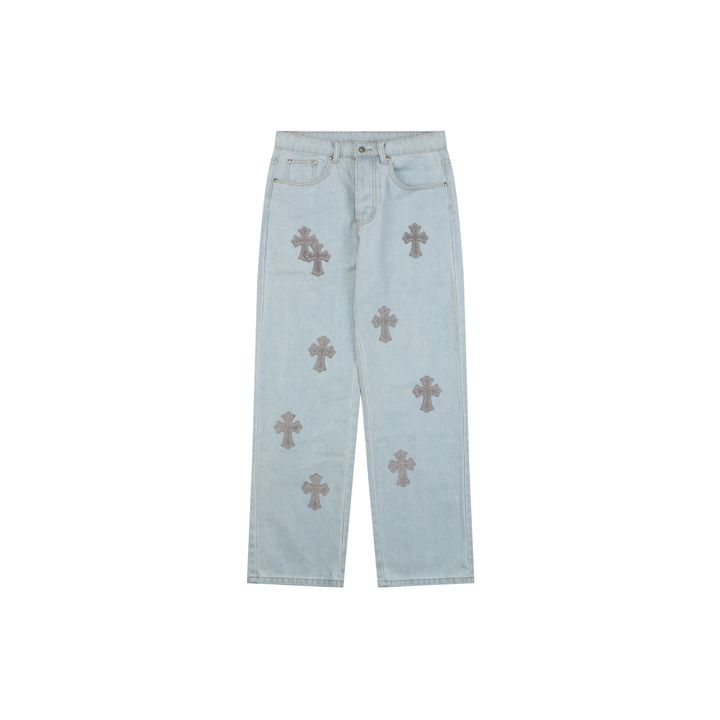 chrome-hearts-horsehair-cross-leather-patch-denim-pants