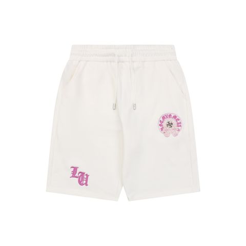 chrome-hearts-pink-purple-sanskrit-cross-embroidered-shorts