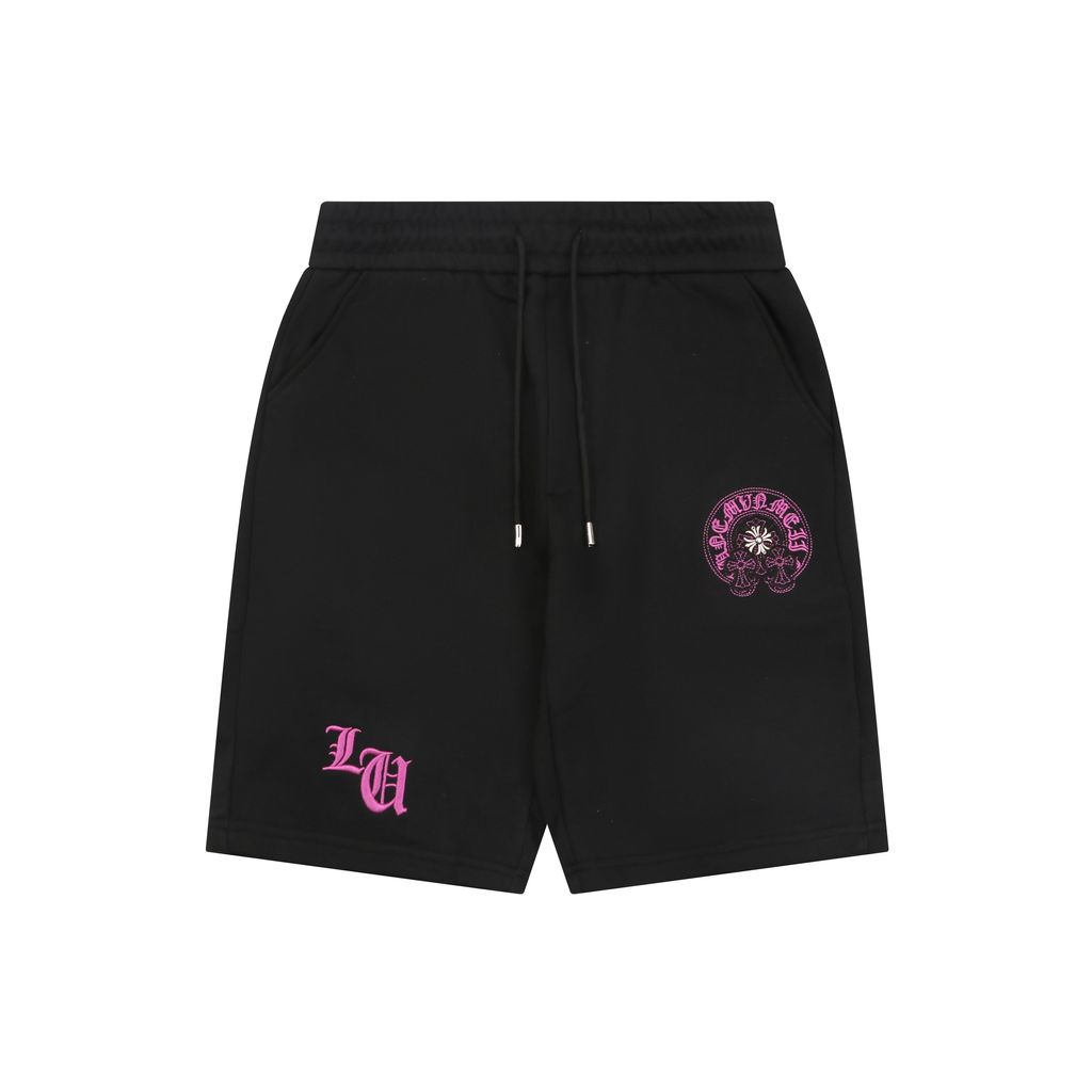 chrome-hearts-pink-purple-sanskrit-cross-embroidered-shorts
