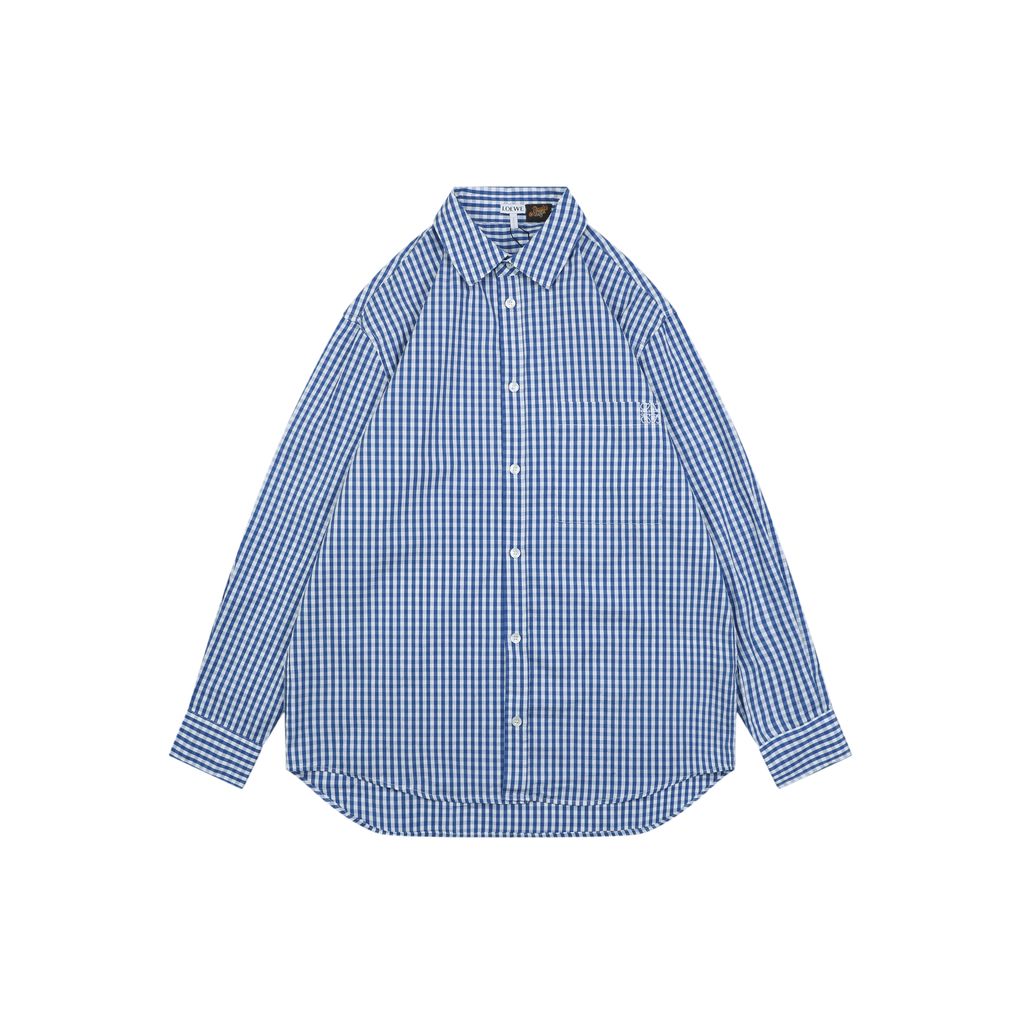loewe-pocket-anagram-flower-logo-blue-check-shirt