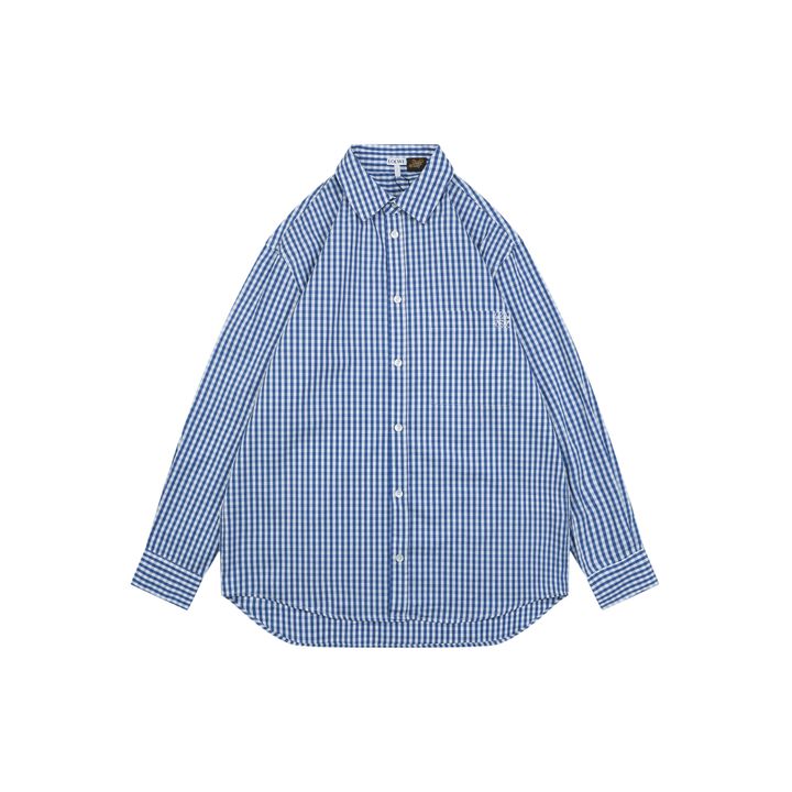 loewe-pocket-anagram-flower-logo-blue-check-shirt