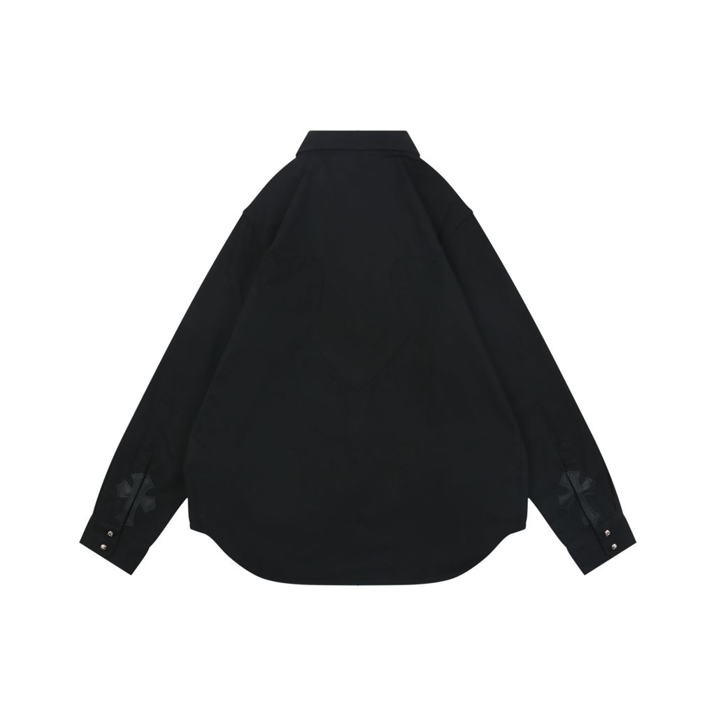 chrome-hearts-sleeve-cuff-cross-leather-patch-shirt