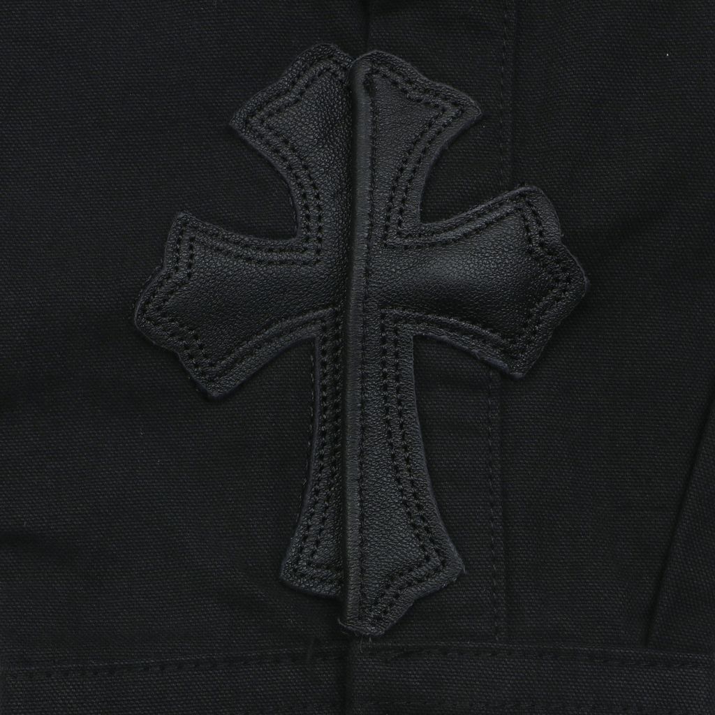 chrome-hearts-inspired-cross-cuff-leather-patch-shirt
