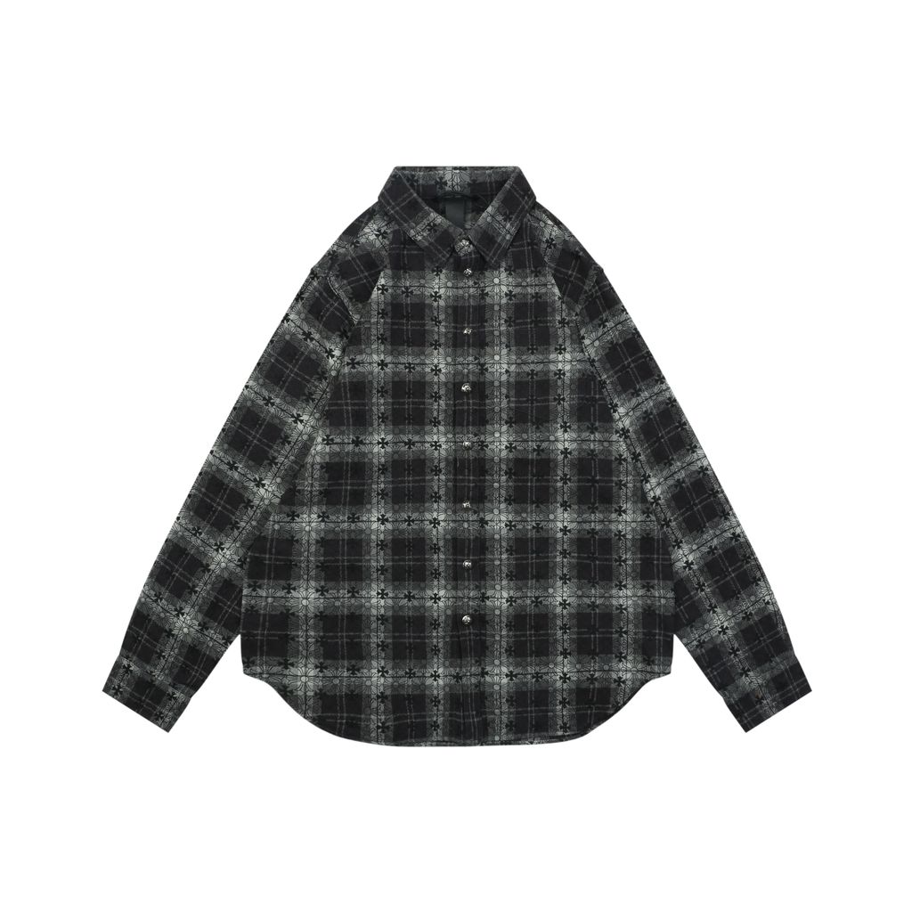 chrome-hearts-allover-check-cross-long-sleeve-shirt