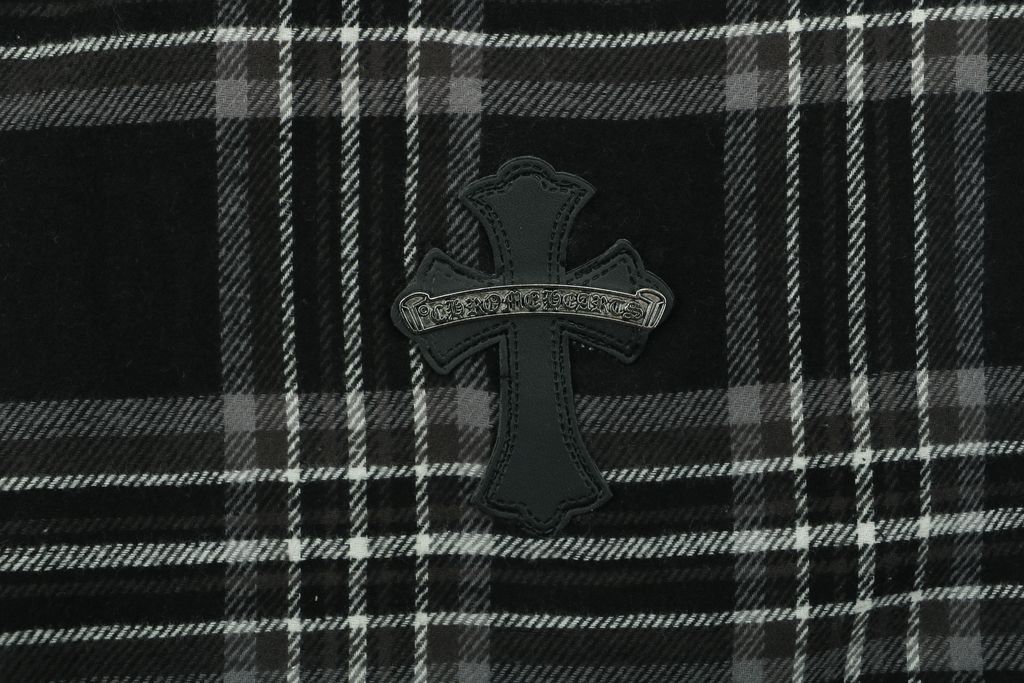 chrome-hearts-inspired-plaid-cross-label-wide-leg-pants