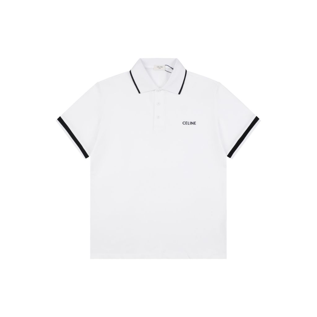 celine-black-stripe-cl-logo-embroidered-polo-shirt