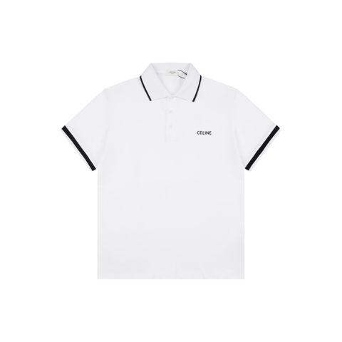 celine-black-stripe-cl-logo-embroidered-polo-shirt