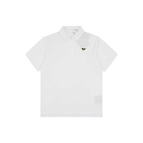 Prada Gold Triangle Logo 210g Cotton Piqué Polo Shirt