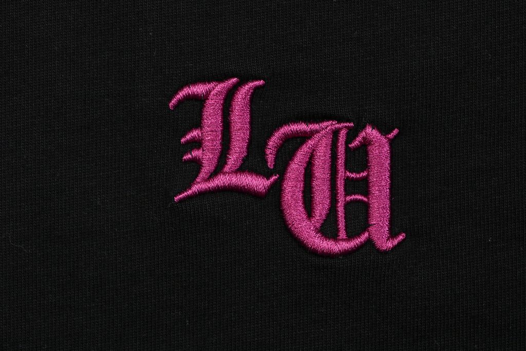 Chrome Hearts pink purple cross embroidered T-shirt