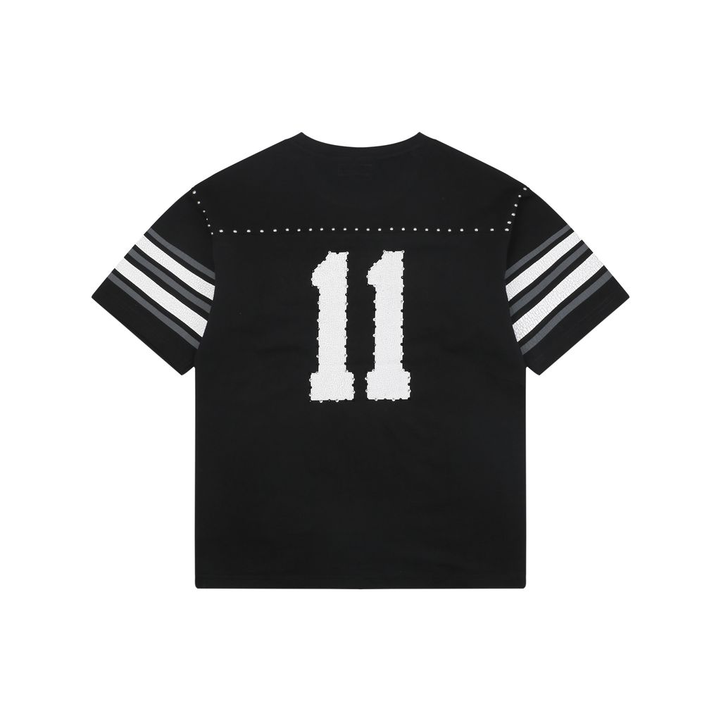 Supreme black rhinestone football T-shirt