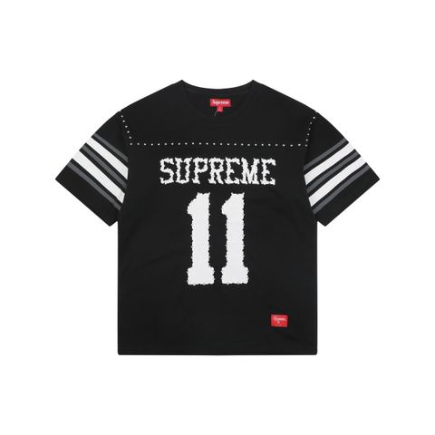 Supreme black rhinestone football T-shirt