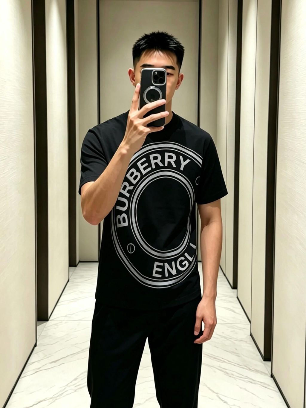 Circular logo compact cotton T-shirt