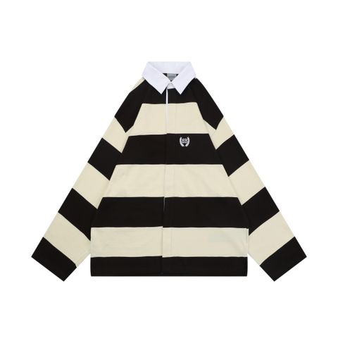 Balenciaga brown striped long sleeve polo