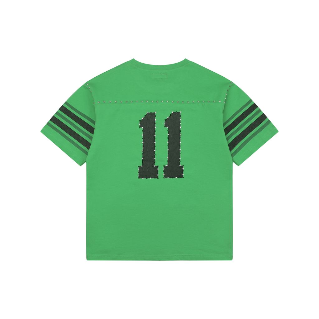 Supreme green rhinestone football T-shirt