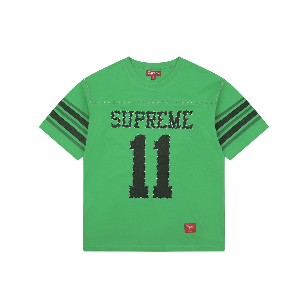 Supreme green rhinestone football T-shirt