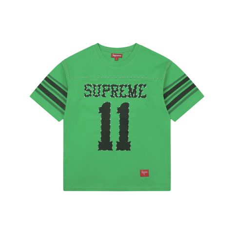 Supreme green rhinestone football T-shirt