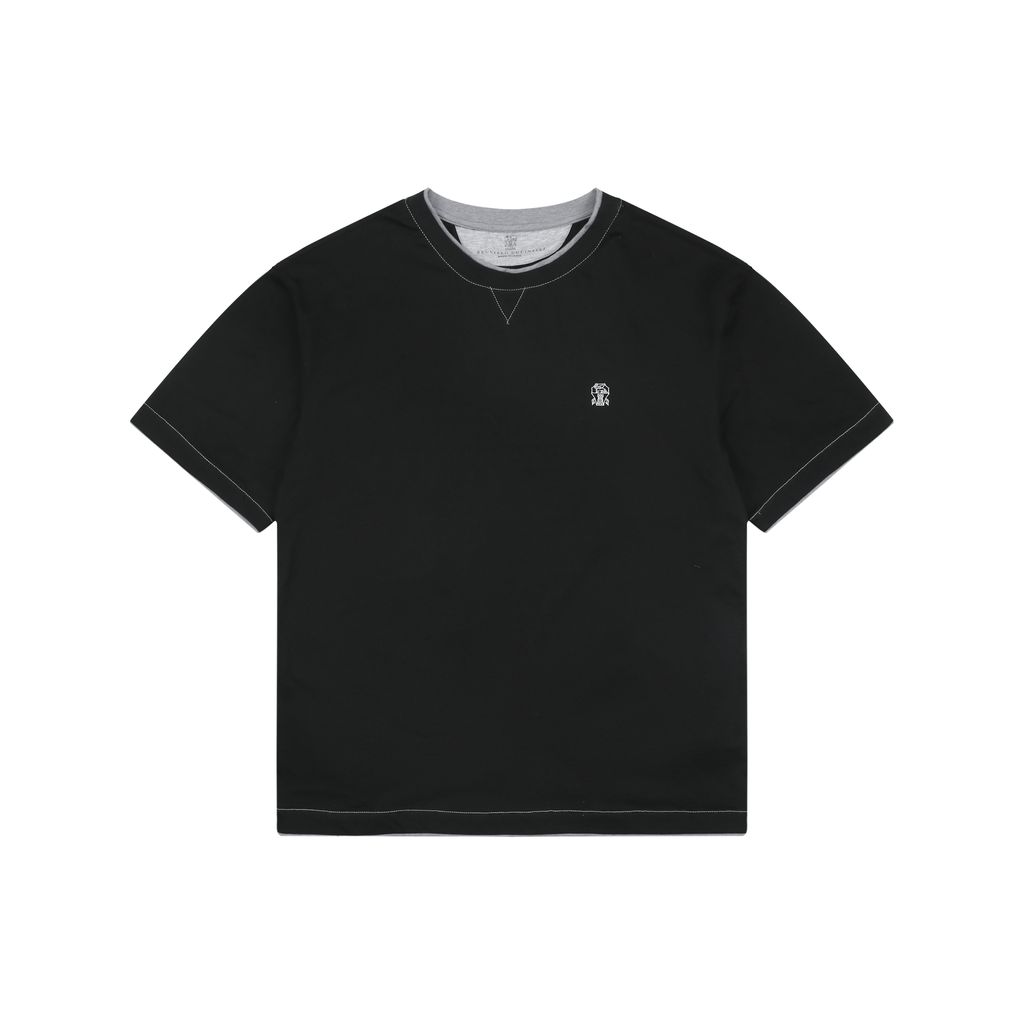 Brunello Cucinelli Contrast Trim V-Neck T-Shirt