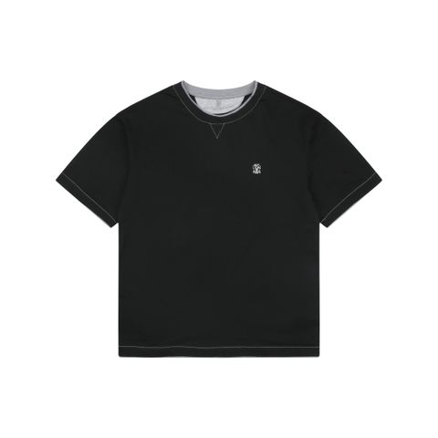 Brunello Cucinelli Contrast Trim V-Neck T-Shirt