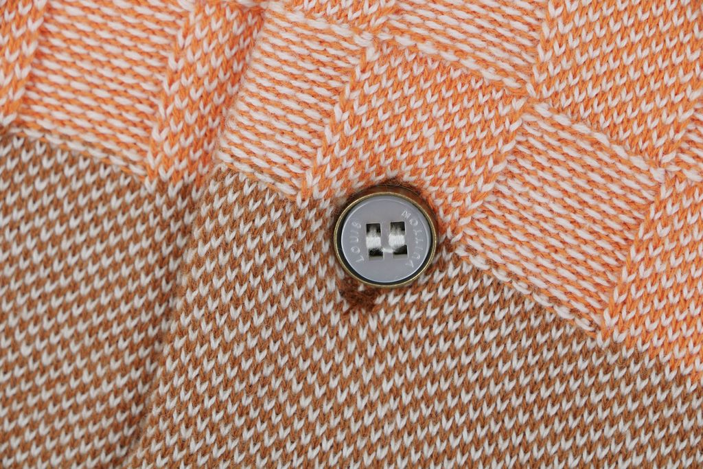 Checkerboard cotton short sleeve polo shirt