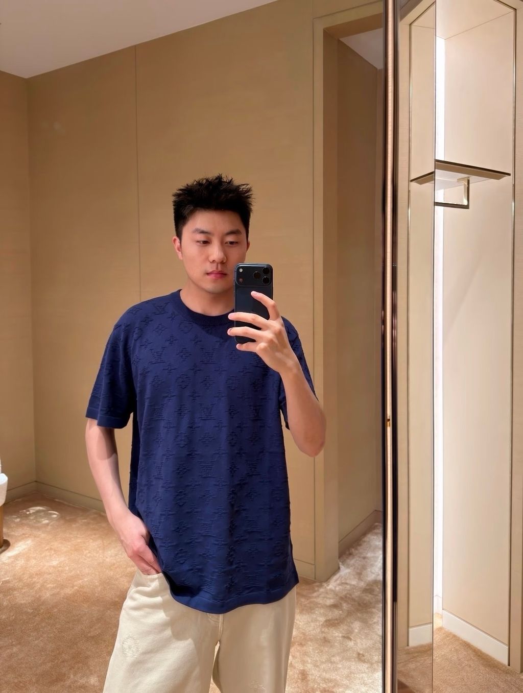 Louis Vuitton lower-panel jacquard T-shirt