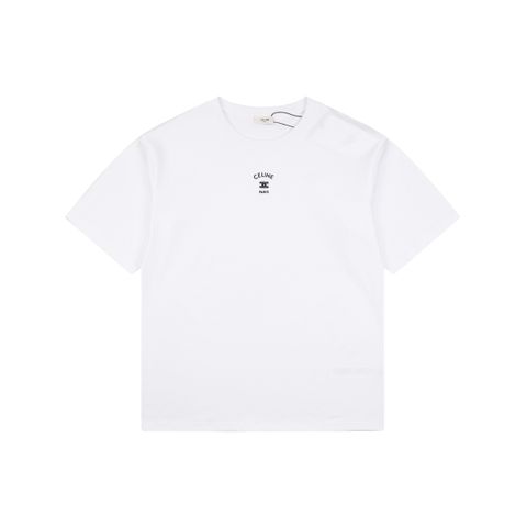 Celine Triomphe Paris Embroidered Cotton T-Shirt