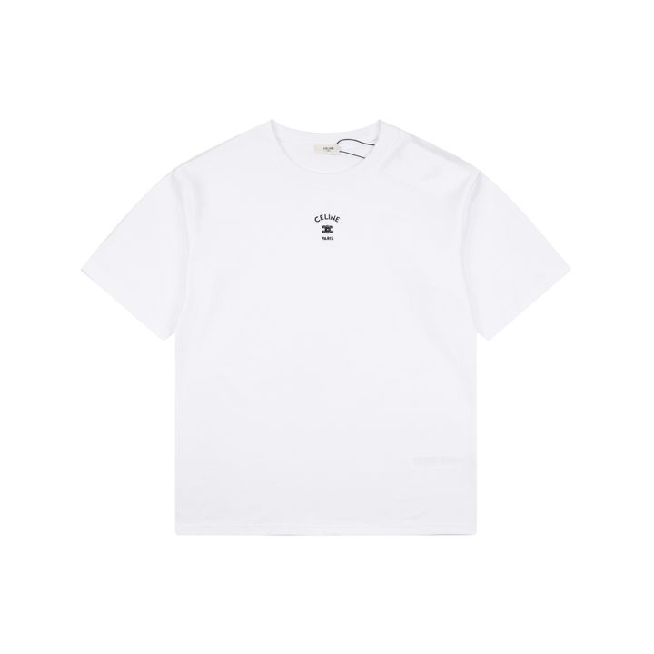 Celine Triomphe Paris Embroidered Cotton T-Shirt