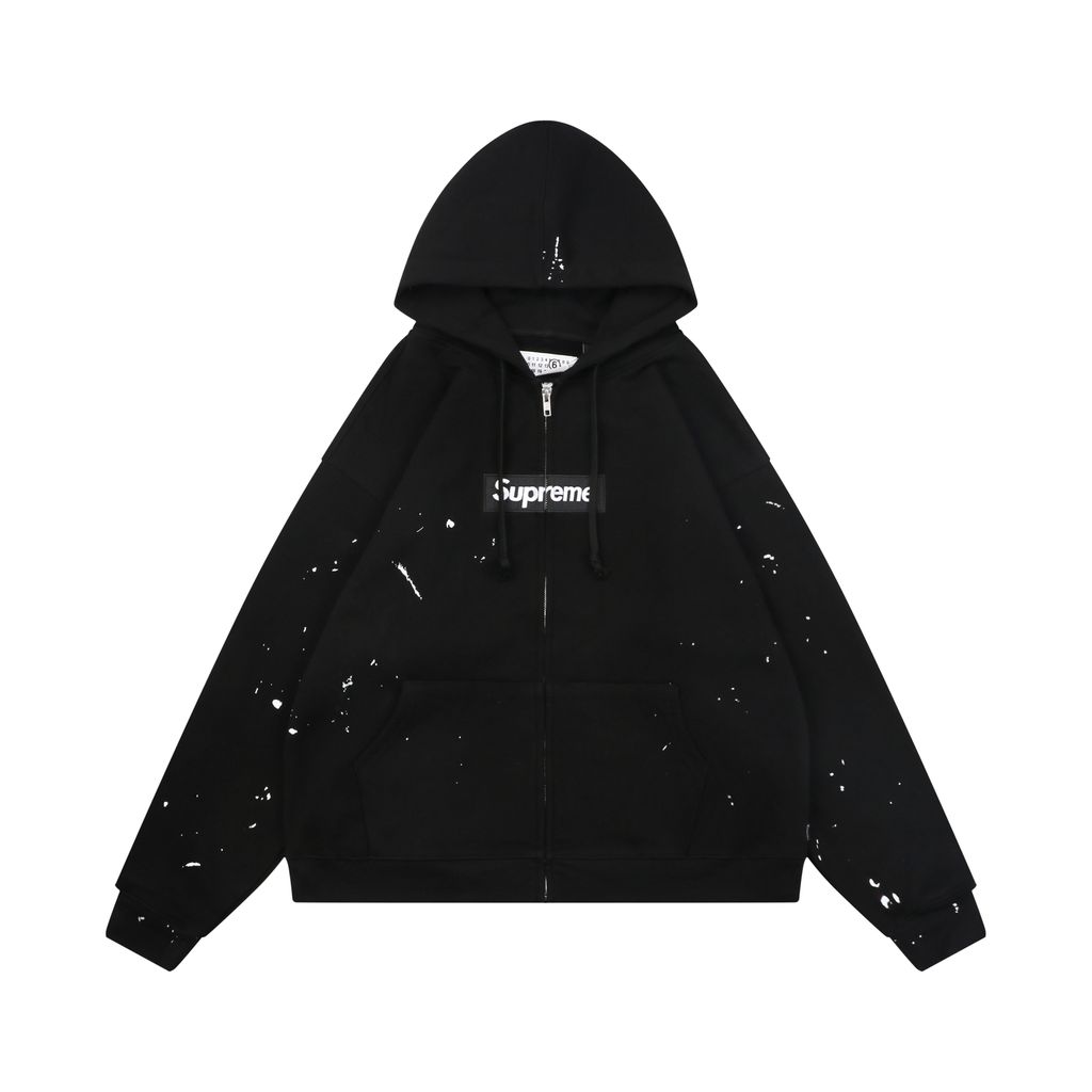 Supreme MM6 paint-splatter zip hoodie