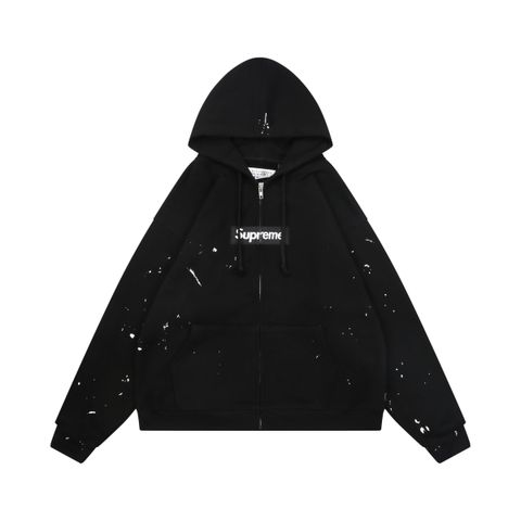 Supreme MM6 paint-splatter zip hoodie