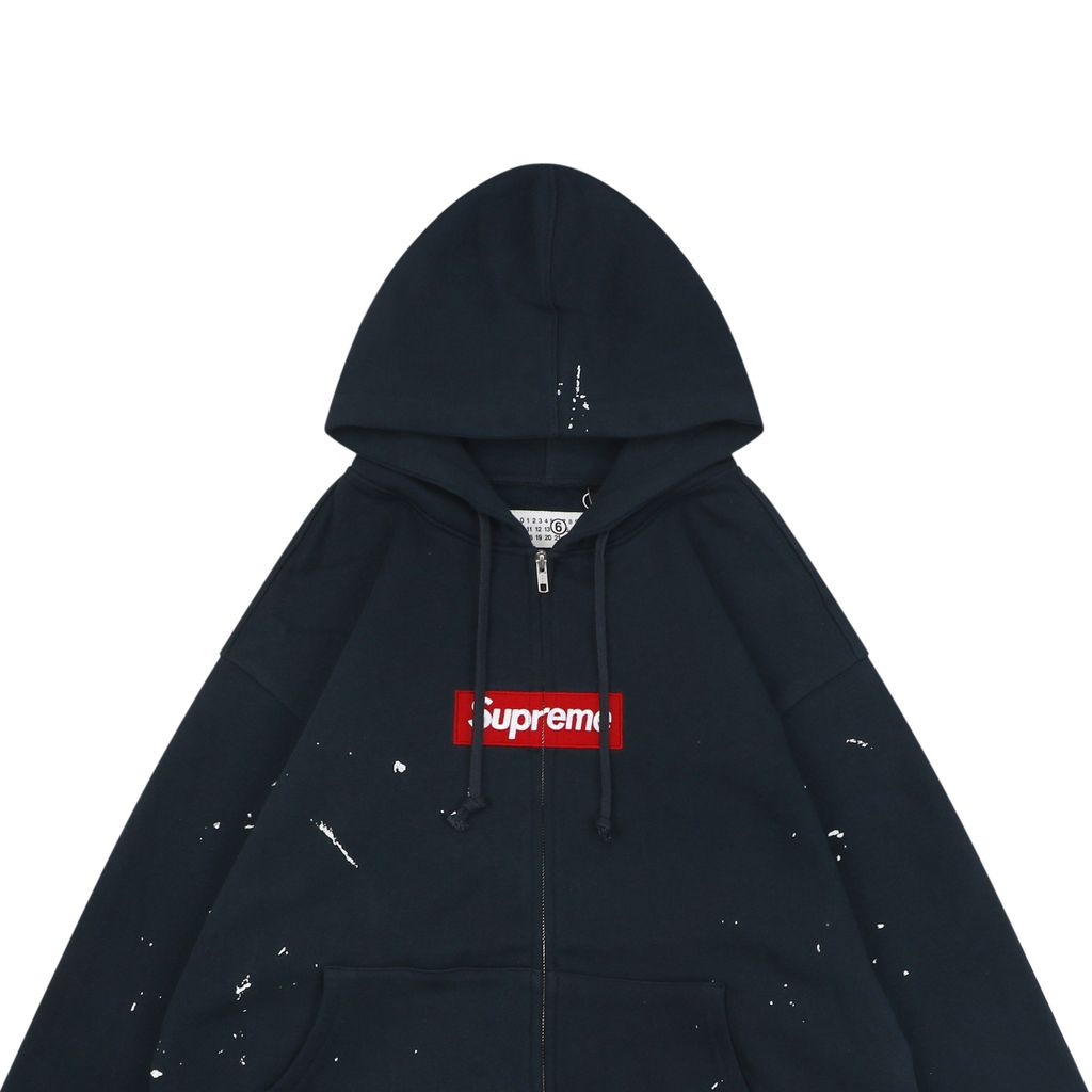 Navy 480g Box Logo hooded jacket