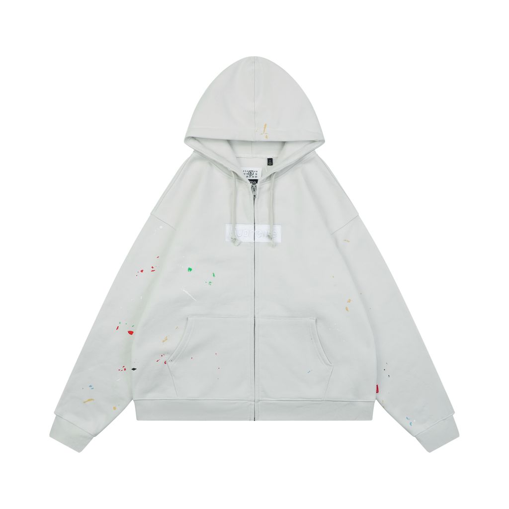 Supreme MM6 grey white splatter hoodie