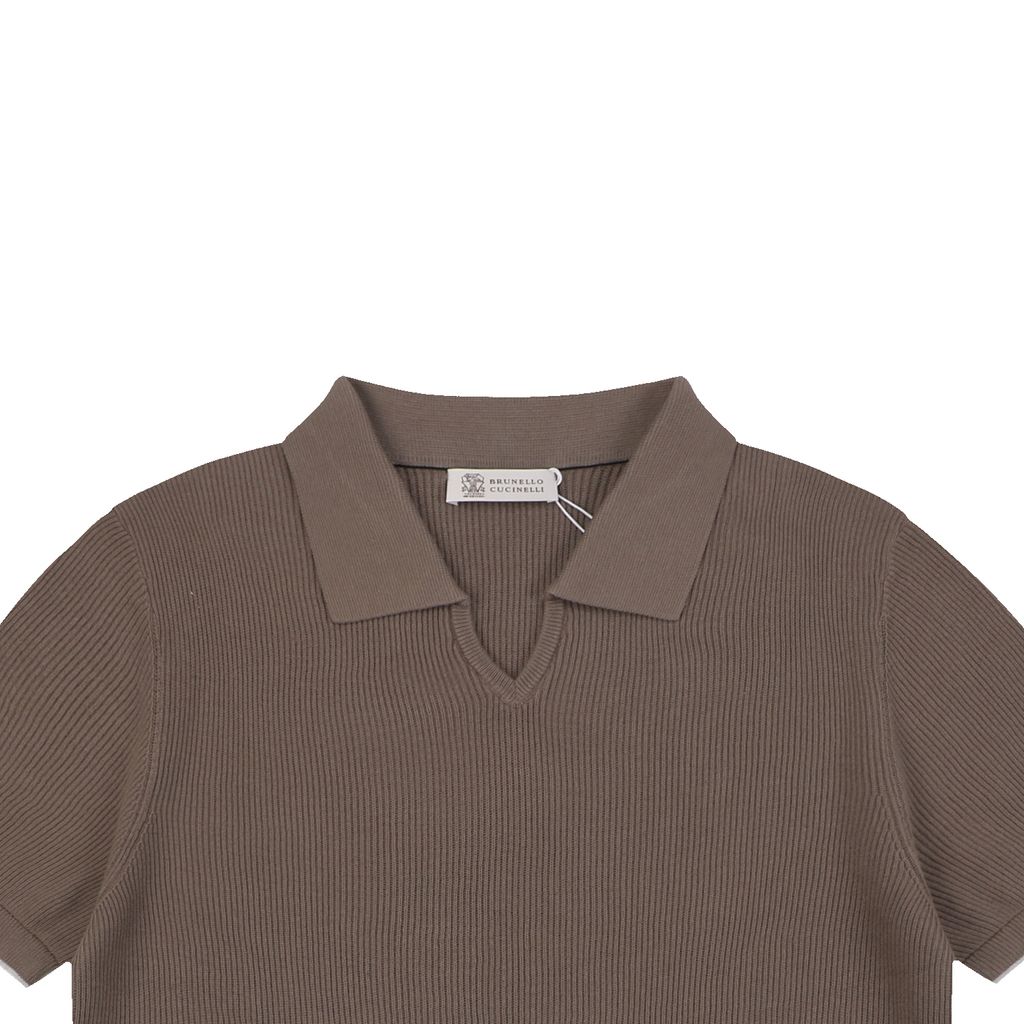 Button-free short sleeve cotton polo