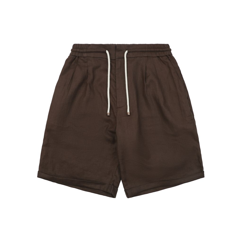 Brunello Cucinelli brown linen shorts