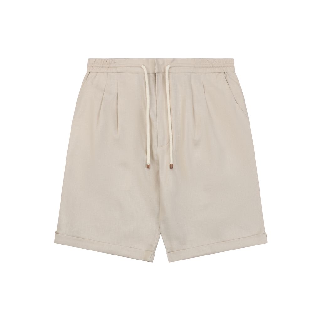 Brunello Cucinelli white grey linen shorts