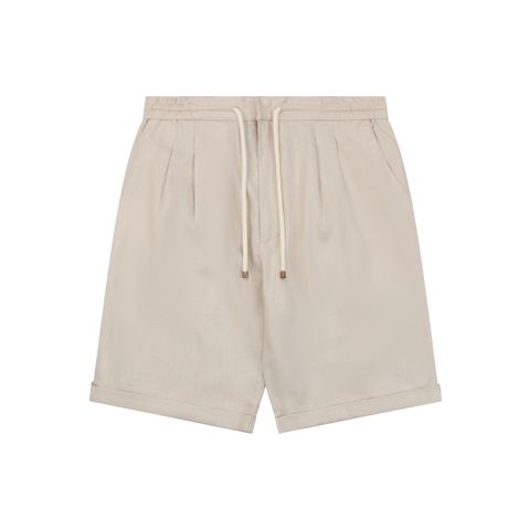 Brunello Cucinelli white grey linen shorts