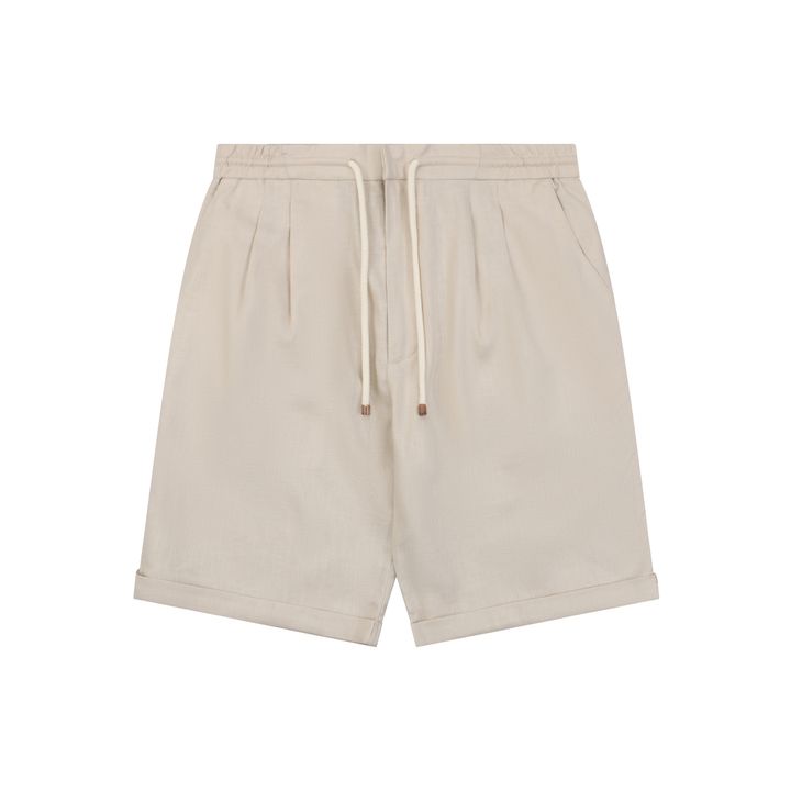 Brunello Cucinelli white grey linen shorts