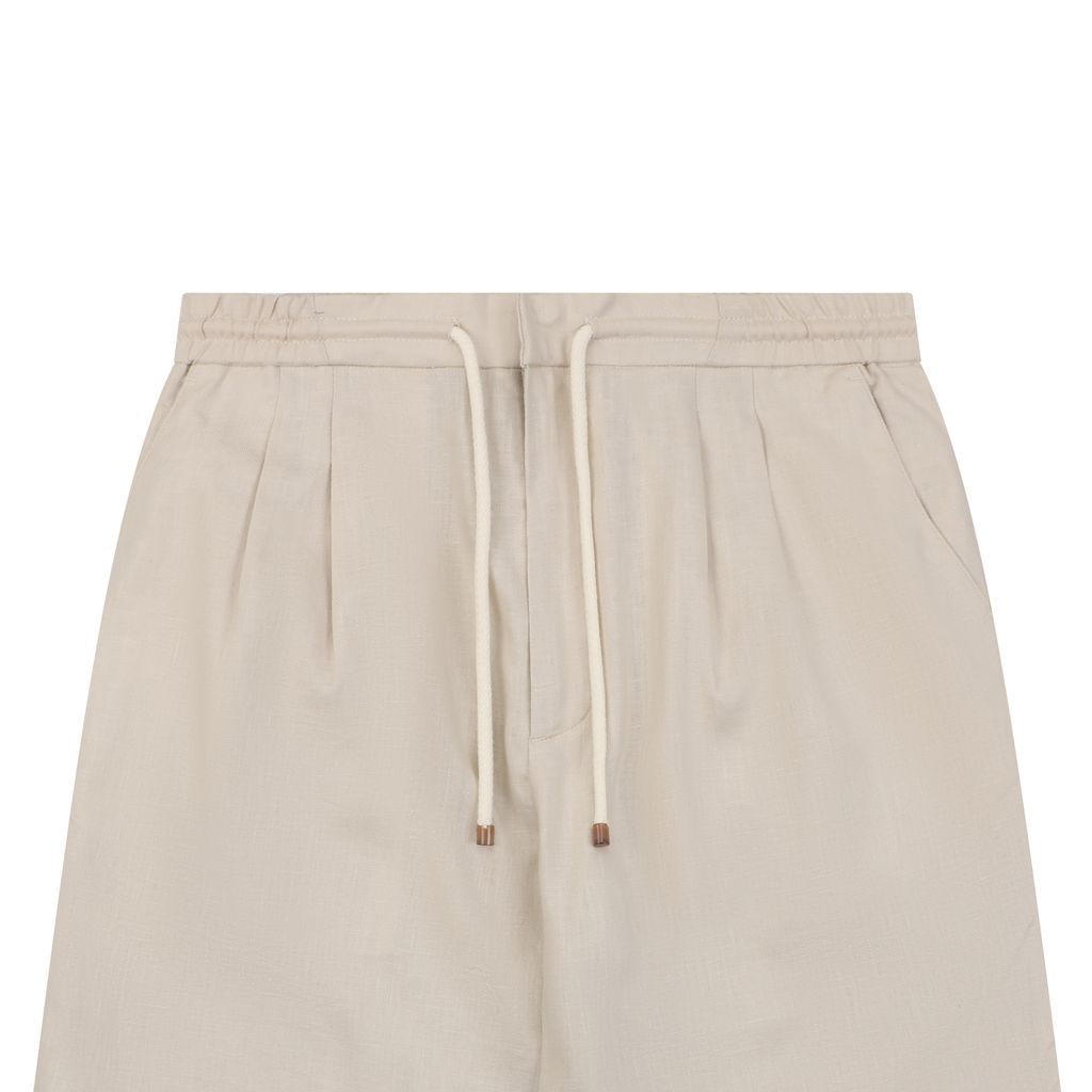 Double-pleat Pima cotton Bermuda shorts